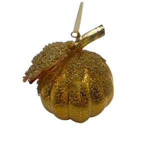 Katherines Collection Glass Pumpkin Sugared Christmas Ornament Fall Holiday Gold